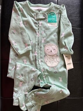 Child If Mine Mint Owl Footed Baby Sleeper 3-6 mos NWT